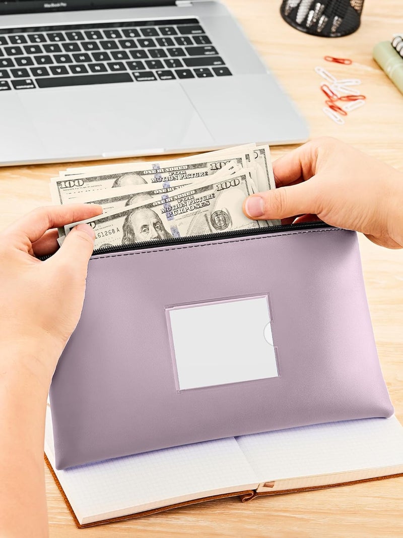SMARTAKE 10-Pack Bank Deposit Money Bags with Zipper, 10 Colors Leather Bags Wallet Pouches with Label, for Cash, Coins, Cosmetics, Invoice, Bills, Tools, 11.5 x 6.2 Inches (Macaroon Colors) - Image 3