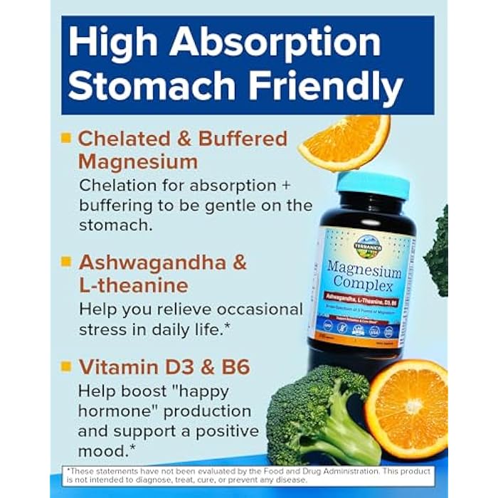 Terranics Magnesium Complex Supplement with Glycinate, Citrate, Taurate & Malate | Supports Nerve & Mood Health | Includes Ashwagandha, L-Theanine, Vitamin D3 & B6 | 240 Capsules | Non-GMO - Image 2