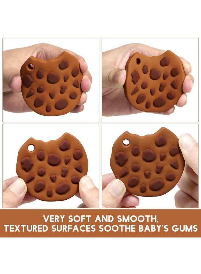 AmazingM Baby Food Grade Silicone Teether Toy with One Piece Design Pacifier Clip Holder,Teething Pain Relief Toys Gift Set for 3 Months+ Boys and Girls,Freezer Safe,BPA Free. (Cookie) - Image 3