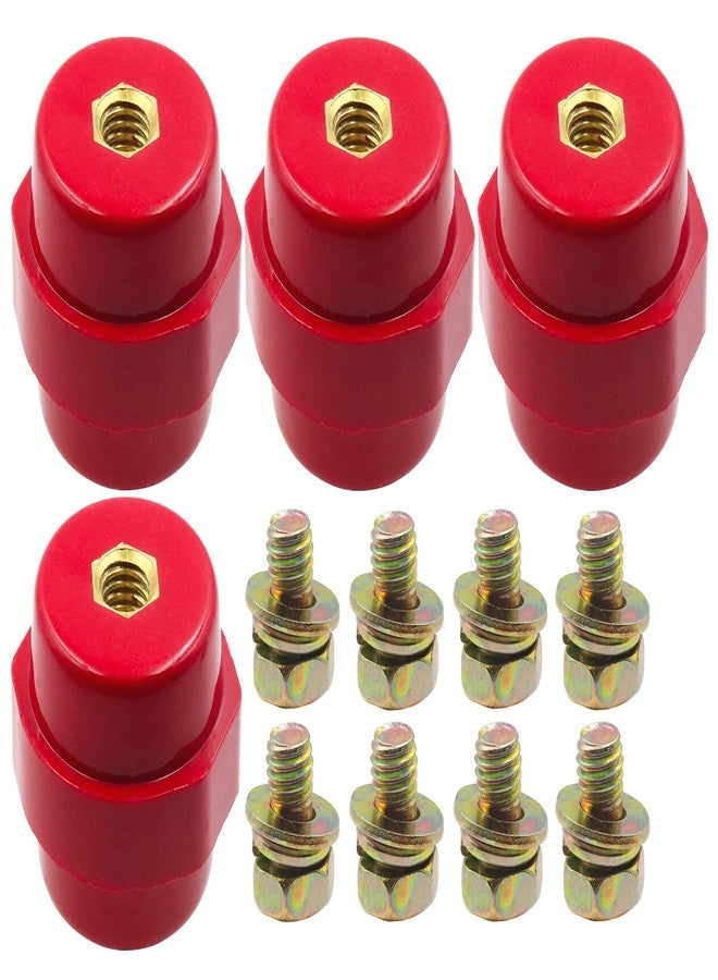 LBY 4pcs Busbar Insulator, -30 Polyester Standoff Insulators with Screw(M8), High-Strength Busbar Insulator Supporter, Resin(Red) - Image 3