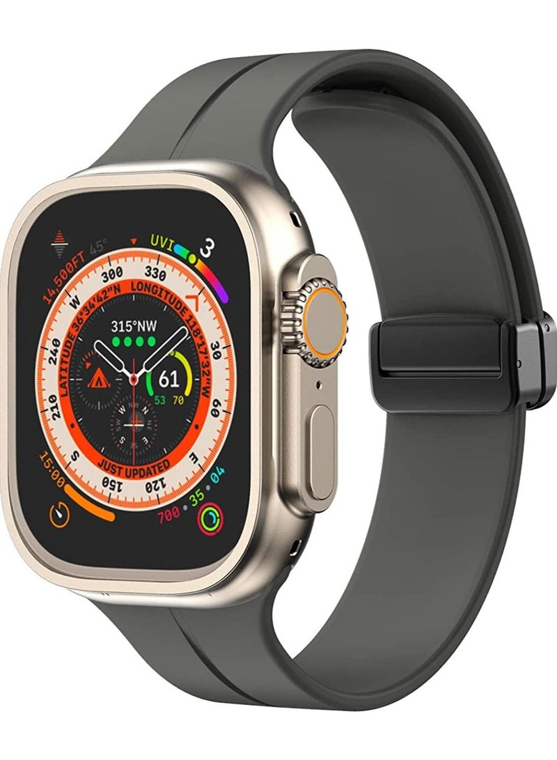 Soft Silicone Watch Band with Magnetic Buckle Sport Watch Strap for Apple Watch Ultra 49mm/46mm/45mm/44mm/42mm Compatible with iWatch Ultra 3/2/1 Series 11/10/9/8/7/6/5/4/3/2/1/SE - Image 1