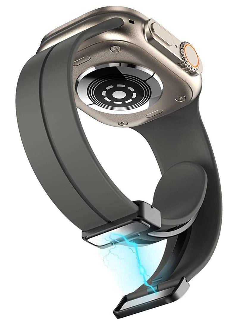 Soft Silicone Watch Band with Magnetic Buckle Sport Watch Strap for Apple Watch Ultra 49mm/46mm/45mm/44mm/42mm Compatible with iWatch Ultra 3/2/1 Series 11/10/9/8/7/6/5/4/3/2/1/SE - Image 3