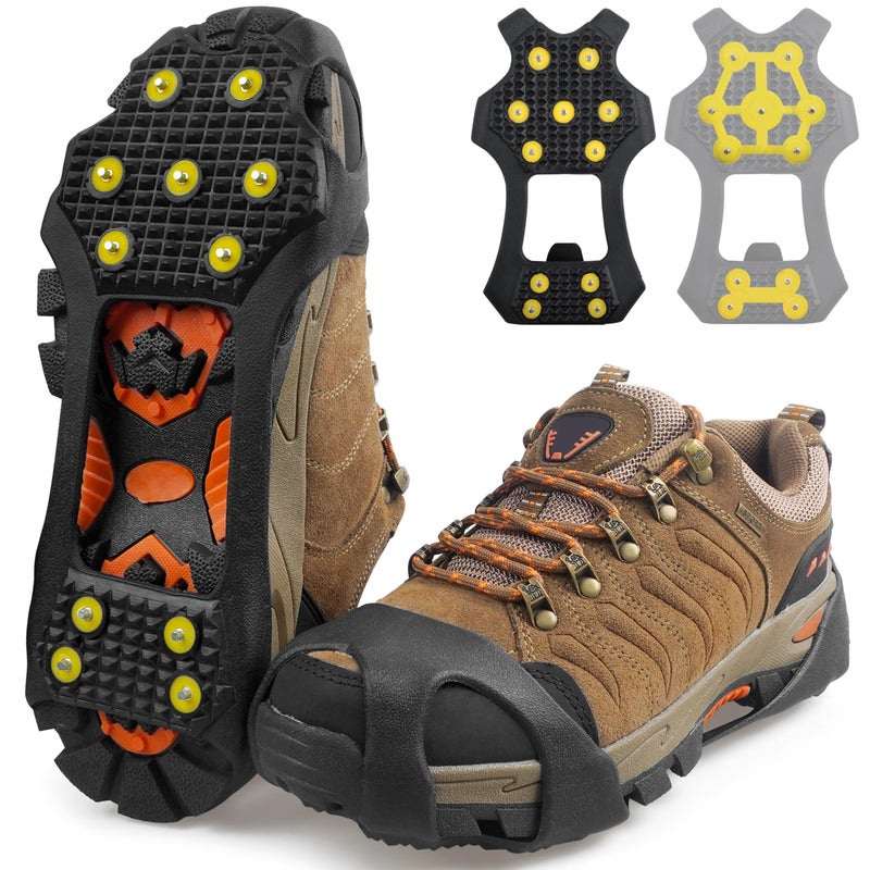 SILANON Ice Snow Cleats for Shoes and Boots,Walk Traction Cleats Crampons Anti Slip 11 Studs Ice Snow Grippers Over Shoe for Men Women Walking on Snow Ice - Image 1
