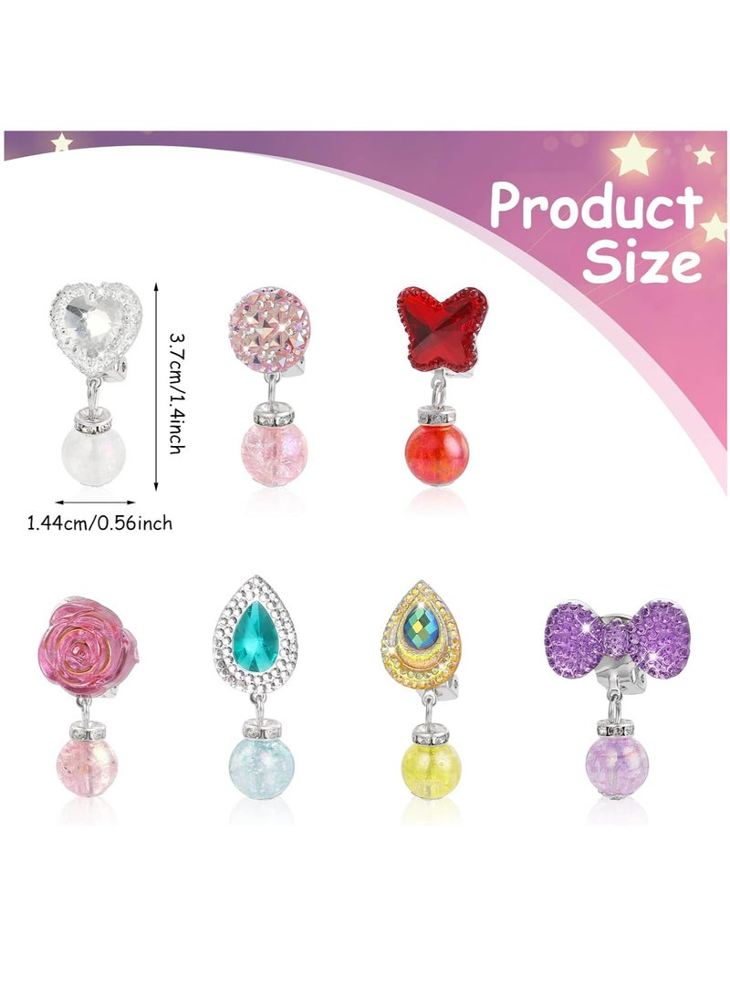 أوزيغالور 7 أزواج من الأقراط المثبتة بمشبك للفتيات، بدون ثقب، مثالية للحفلات وأعياد الميلاد، معبأة في صندوق هدايا - Image 2