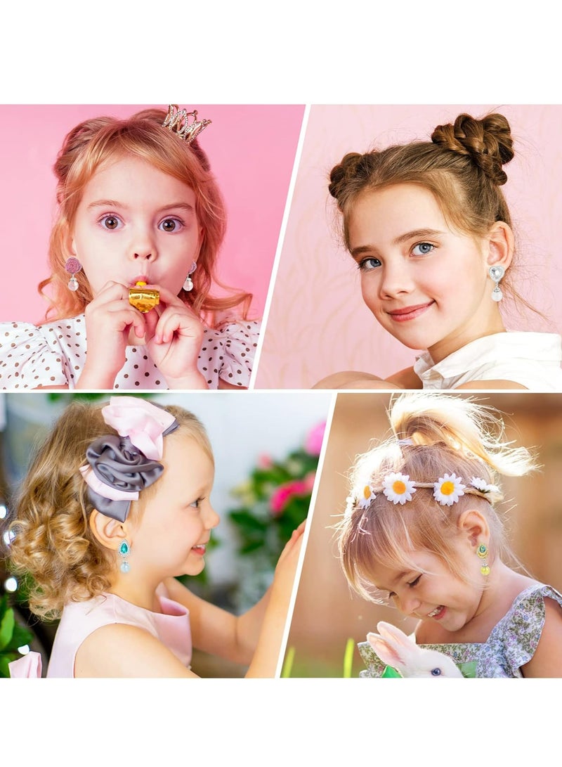 أوزيغالور 7 أزواج من الأقراط المثبتة بمشبك للفتيات، بدون ثقب، مثالية للحفلات وأعياد الميلاد، معبأة في صندوق هدايا - Image 3