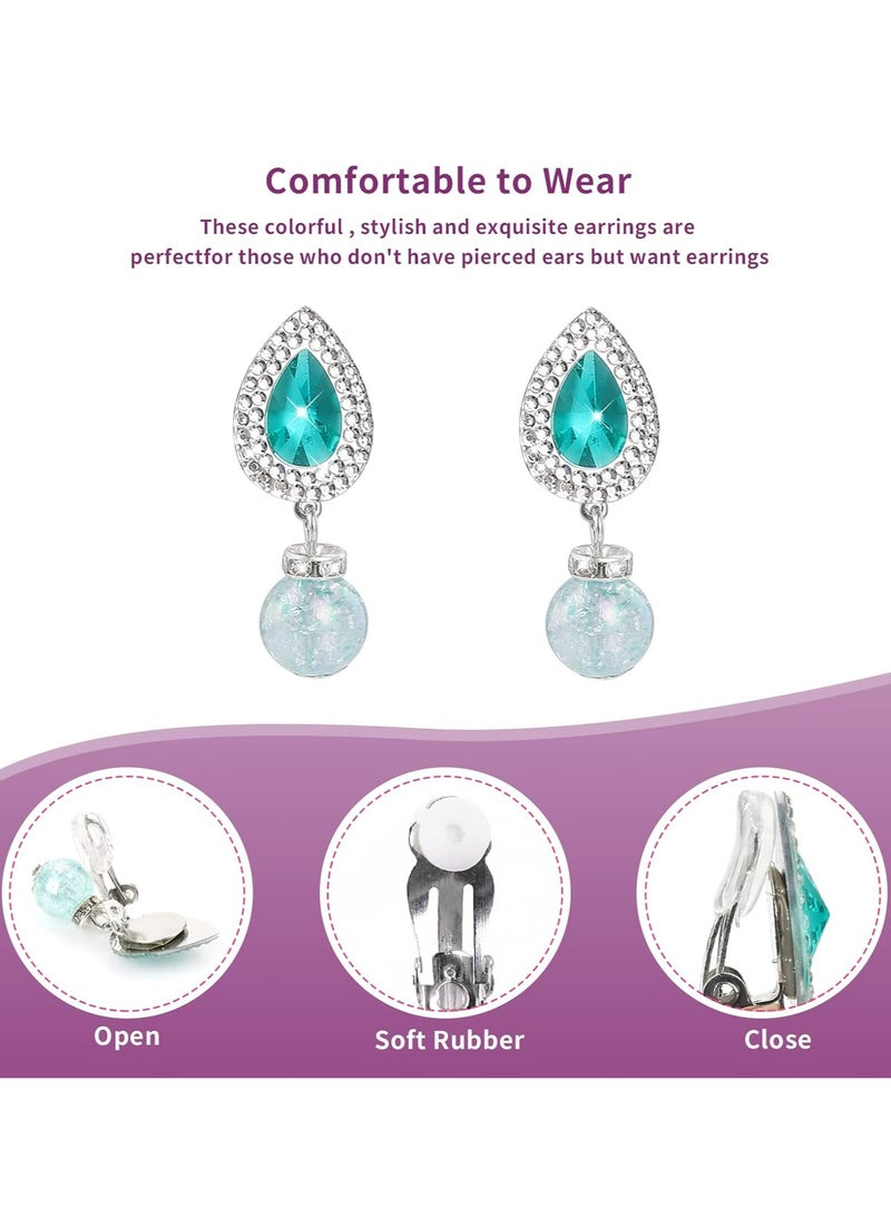 أوزيغالور 7 أزواج من الأقراط المثبتة بمشبك للفتيات، بدون ثقب، مثالية للحفلات وأعياد الميلاد، معبأة في صندوق هدايا - Image 5