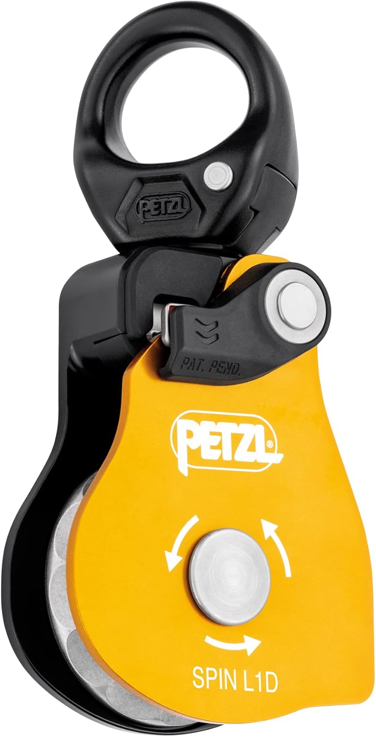 PETZL Spin L1D Simple Pulley - High Efficiency with Unique Sense of Rotation, Yellow, One Size, Unisex-Adult - Image 1