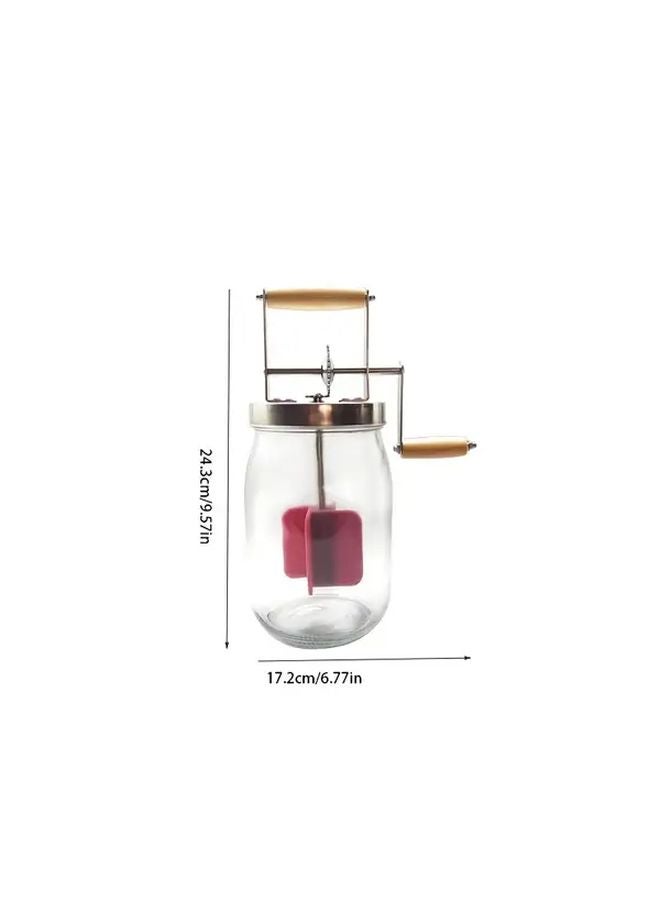 Manual Butter Churner 1000ml Stainless Steel Gear Wooden Handle Kitchen Gadget - Image 3