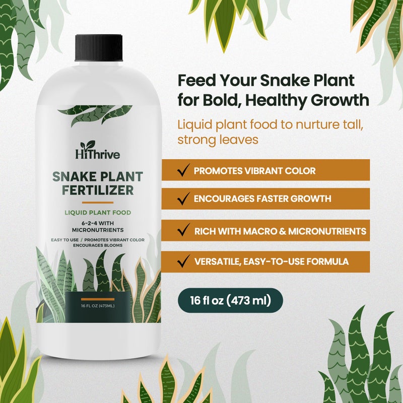 HiThrive 16oz Snake Plant Fertilizer for Snake Plant Live - Makes 96 Gallons of Fertilizer for Indoor Plants, Ideal for Healthy Growth, Strong Leaves, and Vibrant Color - Rich in Macro & Micronutrients - Image 2