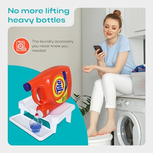 Skywin TidyFriend Detergent Holder Shelf for Laundry Room - Holds 2 Liquid Soap Dispenser, Laundry Soap Station Organizer, Detergent Stand with Drip Catcher Drip Tray Storage Organization (White) - Image 5
