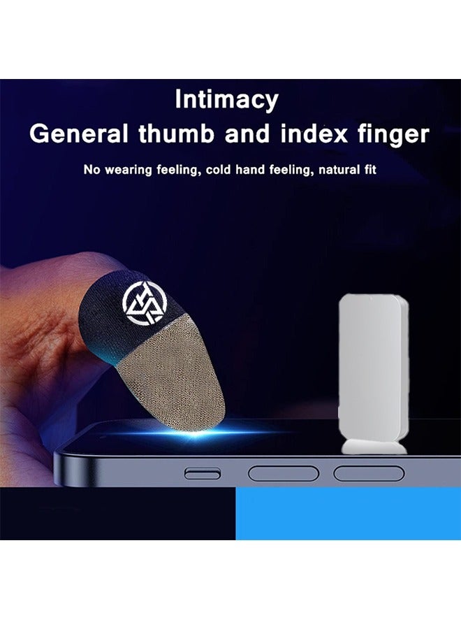 2 pairs of mobile game touch screen finger sleeves, ultra-sensitive touchscreen for smooth operation, sweat-absorbent, odorless, breathable, seamless finger sleeves, ultra-thin 0.25mm finger sleeves, come with a metal storage box (Gold), for playing Pubg and many other games  - Image 2