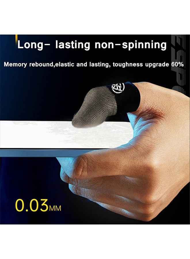 2 pairs of mobile game touch screen finger sleeves, ultra-sensitive touchscreen for smooth operation, sweat-absorbent, odorless, breathable, seamless finger sleeves, ultra-thin 0.25mm finger sleeves, come with a metal storage box (Gold), for playing Pubg and many other games  - Image 4
