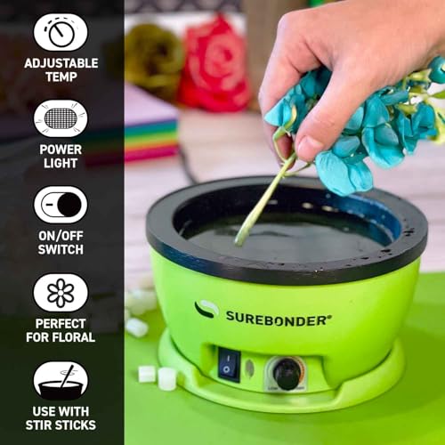 Surebonder 803 Electric Hot Glue Skillet, Adjustable Temperature 225-400°F, 5.25-Inch Diameter, 1-Inch Depth, Dip Crafts Directly Into Pot of Hot Glue, Green and Black - Image 3