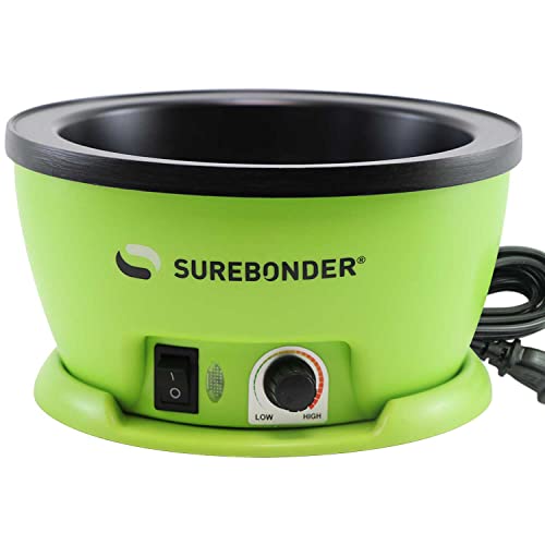 Surebonder 803 Electric Hot Glue Skillet, Adjustable Temperature 225-400°F, 5.25-Inch Diameter, 1-Inch Depth, Dip Crafts Directly Into Pot of Hot Glue, Green and Black - Image 1
