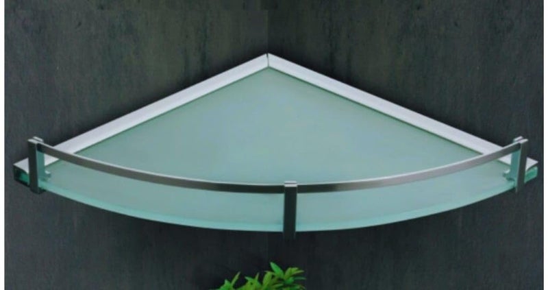 INOCI Neptune Series Chrome Finish 12x12 Glass Corner Shelf, Curved Shape for Bthroom/Bedroom/Kitchen  - Image 5