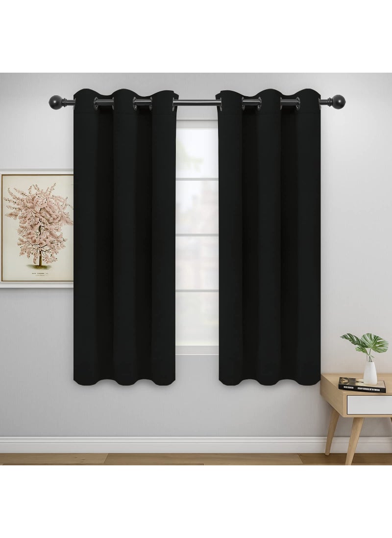 Easy-Going EasyGoing Blackout Curtains for Bedroom Solid Thermal Insulated Grommet and Noise Reduction Window Drapes Room Darkening Curtains for Living Room 2 Panels42x63 in Black 