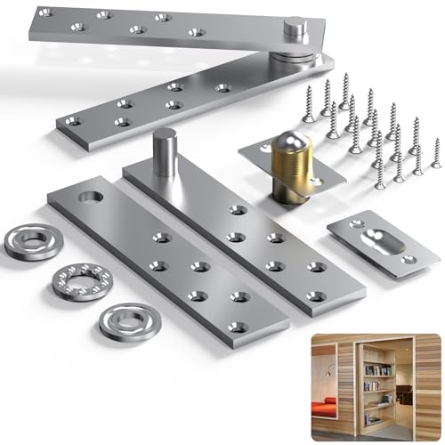 Aglehome Door Pivot Hinge, Hidden Door Hinge for Wood Secret Door Heavy Duty Pivot Door Hardware for Max 300 Lbs Hidden Door Bookcase 360 Degree Rotation Stainless Steel - Image 1