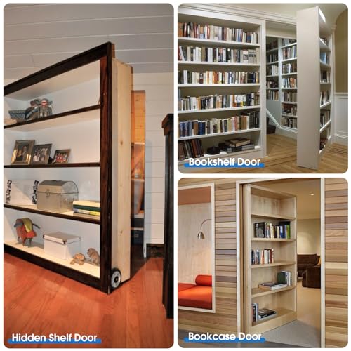 Aglehome Door Pivot Hinge, Hidden Door Hinge for Wood Secret Door Heavy Duty Pivot Door Hardware for Max 300 Lbs Hidden Door Bookcase 360 Degree Rotation Stainless Steel - Image 2