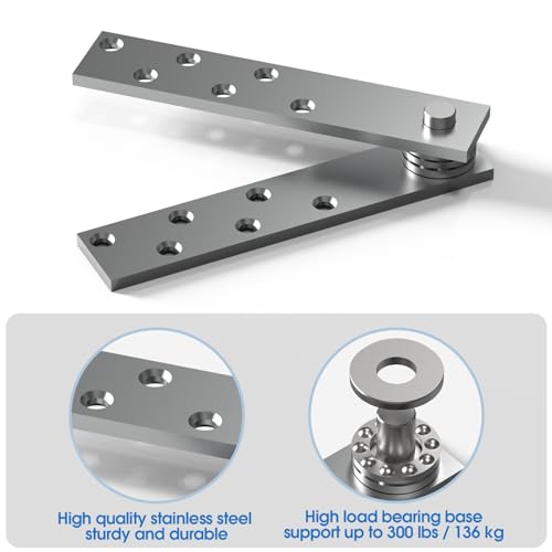 Aglehome Door Pivot Hinge, Hidden Door Hinge for Wood Secret Door Heavy Duty Pivot Door Hardware for Max 300 Lbs Hidden Door Bookcase 360 Degree Rotation Stainless Steel - Image 3