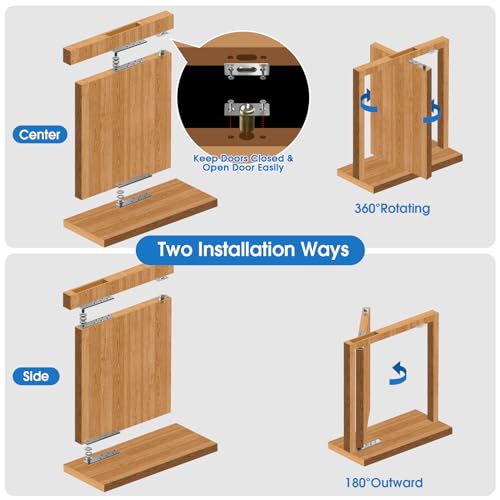 Aglehome Door Pivot Hinge, Hidden Door Hinge for Wood Secret Door Heavy Duty Pivot Door Hardware for Max 300 Lbs Hidden Door Bookcase 360 Degree Rotation Stainless Steel - Image 5