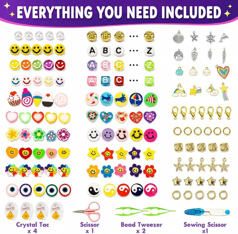 GRAFLO Bracelet Making Kit with 14,000 Pcs for Jewelry making, DIY Bead Set, Polymer Clay beads for Teens Girls Crafts for Girls, DIY Arts and Crafts Gifts Toys for Girls Ages 6-12 - Image 5