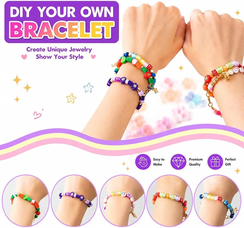 GRAFLO Bracelet Making Kit with 14,000 Pcs for Jewelry making, DIY Bead Set, Polymer Clay beads for Teens Girls Crafts for Girls, DIY Arts and Crafts Gifts Toys for Girls Ages 6-12 - Image 3