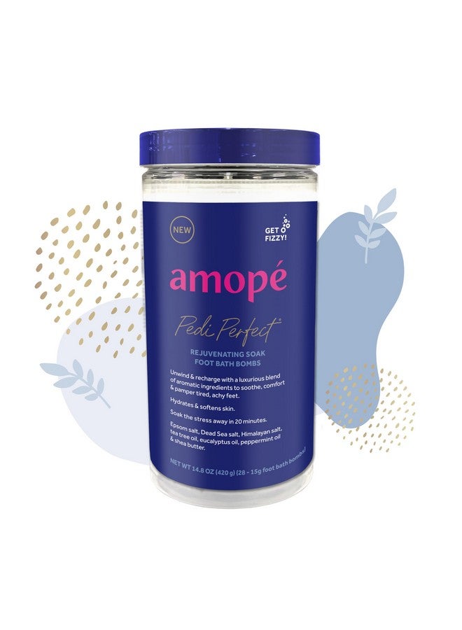 Amope Amopé Pedi Perfect Rejuvenating Foot Soak Foot Bath Bombs, Relaxing Foot Spa Fizzies with Epsom salt, Dead Sea & Himalayan Salt, Tea Tree Oil, Shea Butter to Soothe, Hydrate & Soften Tired Feet, 28 ct  - Image 1