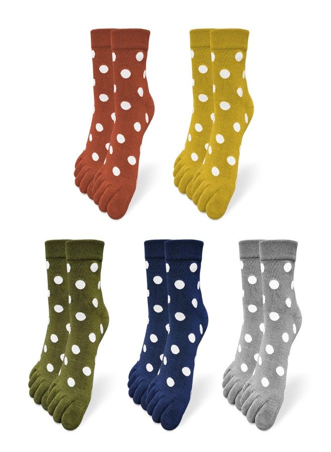 HOMSSEM Womens Girls Toe Socks Five Fingers Cute Colorful Ankle Athletic Running Toe Seperated (Bubble Pop 5Pair) - Image 1