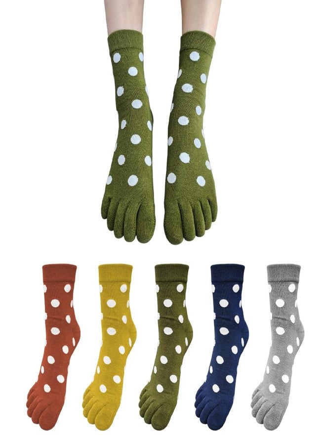HOMSSEM Womens Girls Toe Socks Five Fingers Cute Colorful Ankle Athletic Running Toe Seperated (Bubble Pop 5Pair) - Image 2