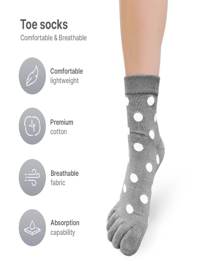 HOMSSEM Womens Girls Toe Socks Five Fingers Cute Colorful Ankle Athletic Running Toe Seperated (Bubble Pop 5Pair) - Image 4