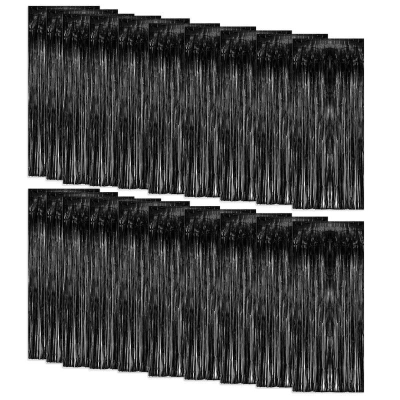 K.E.J. 20 Pack Foil Curtain Backdrop Silver Metallic Tinsel Foil Fringe Curtains Photo Booth Props For Birthday Wedding Engagement Baby Shower Bachelorette Christmas Holiday Celebration Party Decorations - Image 1