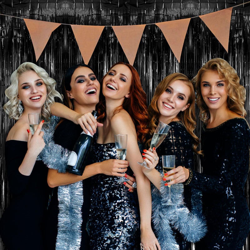 K.E.J. 20 Pack Foil Curtain Backdrop Silver Metallic Tinsel Foil Fringe Curtains Photo Booth Props For Birthday Wedding Engagement Baby Shower Bachelorette Christmas Holiday Celebration Party Decorations - Image 5