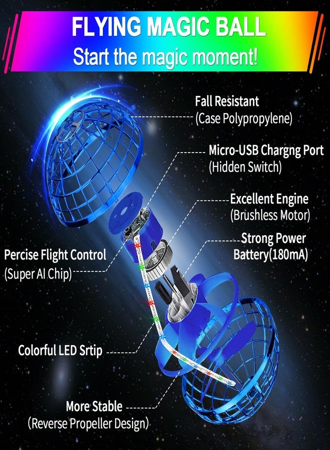 Vantexi Flying Orb Ball Toy,2026 Upgraded Parachute with LED Light,Magic Hand Controlled Gravity Ball,Cosmic Globe Boomerang,Cool Christmas Birthday Gift for 6 7 8 9 10+ Year Old Boys Girls Teens-Navy - Image 4