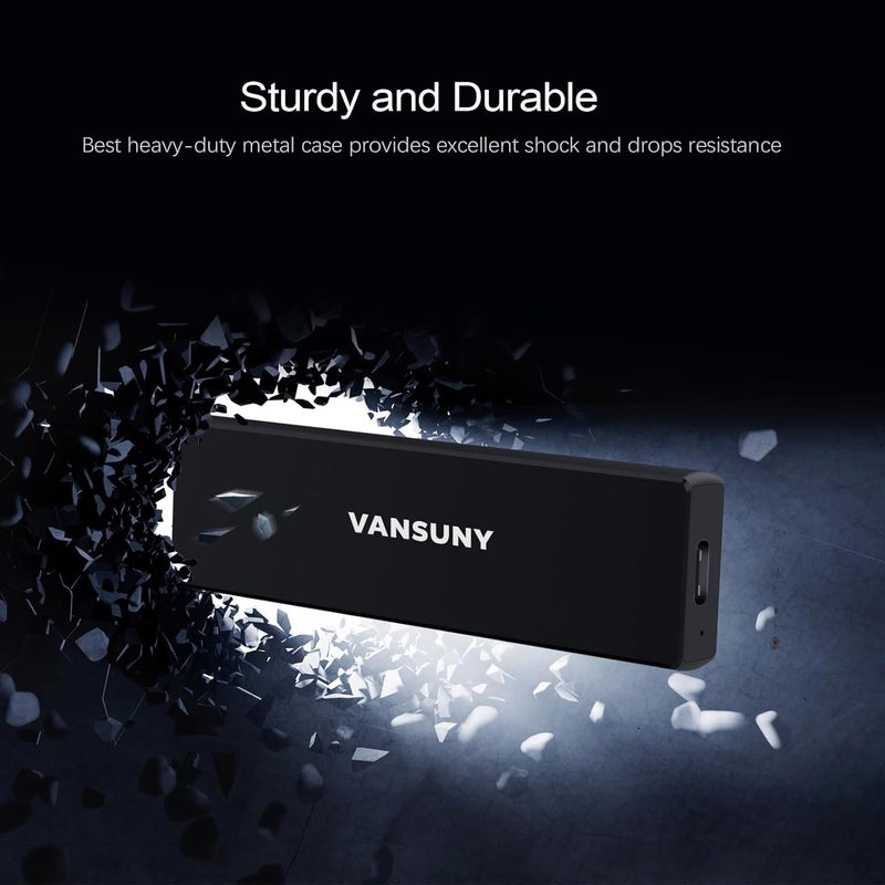 قرص صلب خارجي Vansuny سعة 1 تيرابايت من نوع M.2 PCIe 2280 SSD، سرعة قراءة تصل إلى 1000 ميجابايت/ثانية، واجهة Type-C USB 3.1، سرعة نقل عالية، متوافق مع أجهزة الكمبيوتر الشخصي وماك وإكس بوكس وبلاي ستيشن 5 (X4Plus، أسود) - Image 3