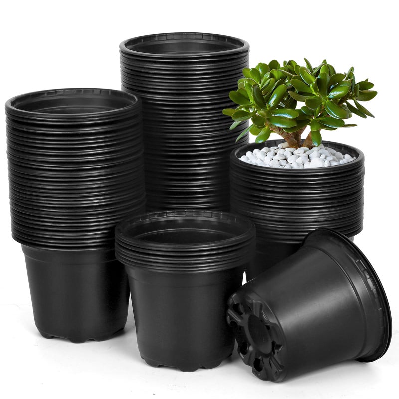 DUNPUTE 120 Pack 4 Inch Nursery Pots for Plants Plastic Seeds Starter Pots with Drainage Holes Small Plastic Plant Pots for Succulents Seedling Cutting Transplanting - Image 2