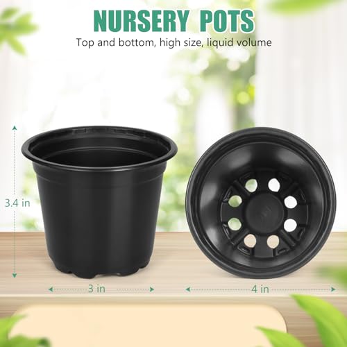 DUNPUTE 120 Pack 4 Inch Nursery Pots for Plants Plastic Seeds Starter Pots with Drainage Holes Small Plastic Plant Pots for Succulents Seedling Cutting Transplanting - Image 3