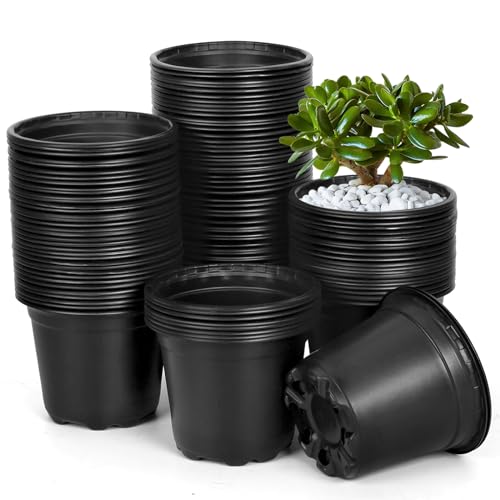 DUNPUTE 120 Pack 4 Inch Nursery Pots for Plants Plastic Seeds Starter Pots with Drainage Holes Small Plastic Plant Pots for Succulents Seedling Cutting Transplanting - Image 1
