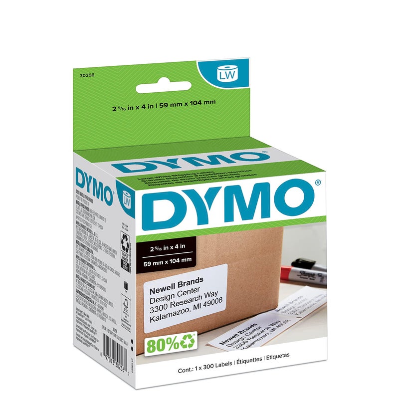 DYMO Authentic LW Large Shipping Labels DYMO Labels for LabelWriter Label Printers Print Up to 6-Line Addresses 2-5/16" x 4" 1 Roll of 300 - Image 1