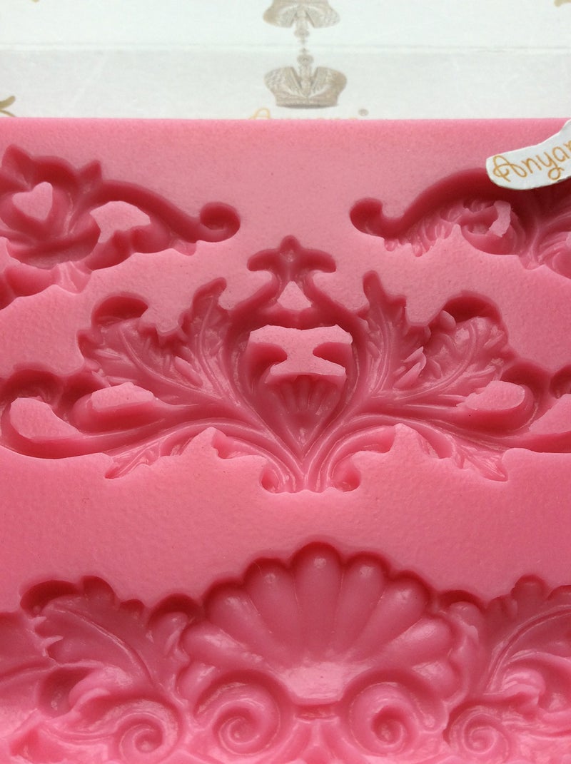 Anyana Anyana lotus Tag Frame Corner Scrollwork mould Fondant Silicone Mold for Cake decoration  Polymer Clay Crafting Projects  cupcake decorating  - Image 4