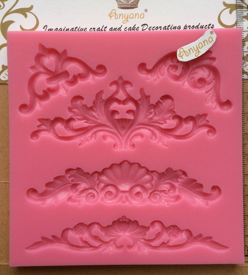 Anyana Anyana lotus Tag Frame Corner Scrollwork mould Fondant Silicone Mold for Cake decoration  Polymer Clay Crafting Projects  cupcake decorating  - Image 2