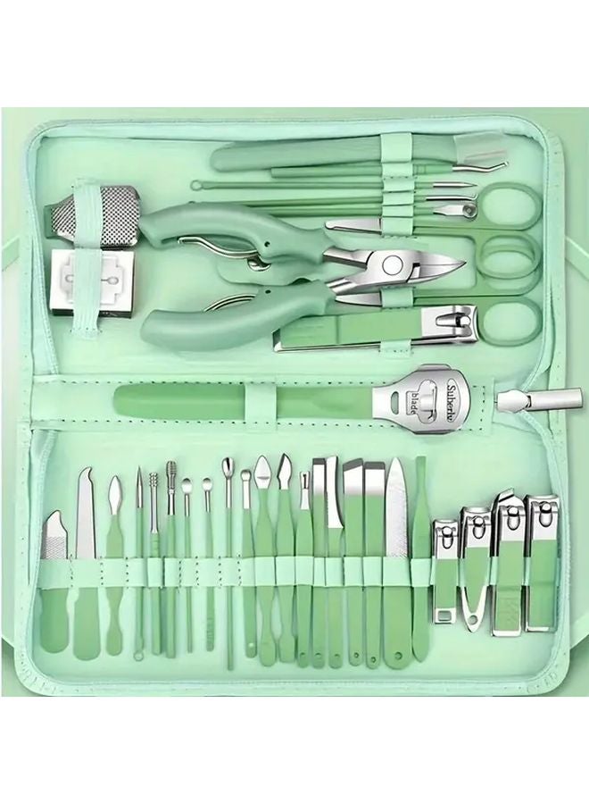 35 Pcs Professional Nail Clipper Manicure Pedicure Set Matcha Green Portable Case - Image 1