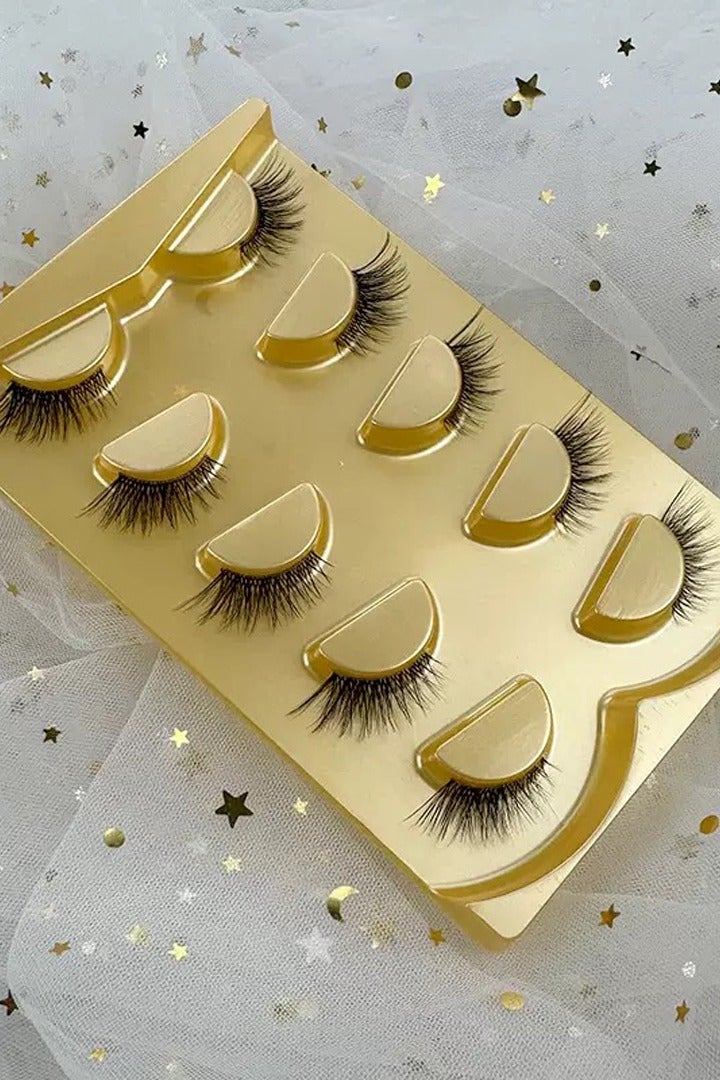 Natural Extended Half-Eye False Eyelashes with Transparent Band, 5 Pairs, Suitable for All Eye Shapes - Image 4