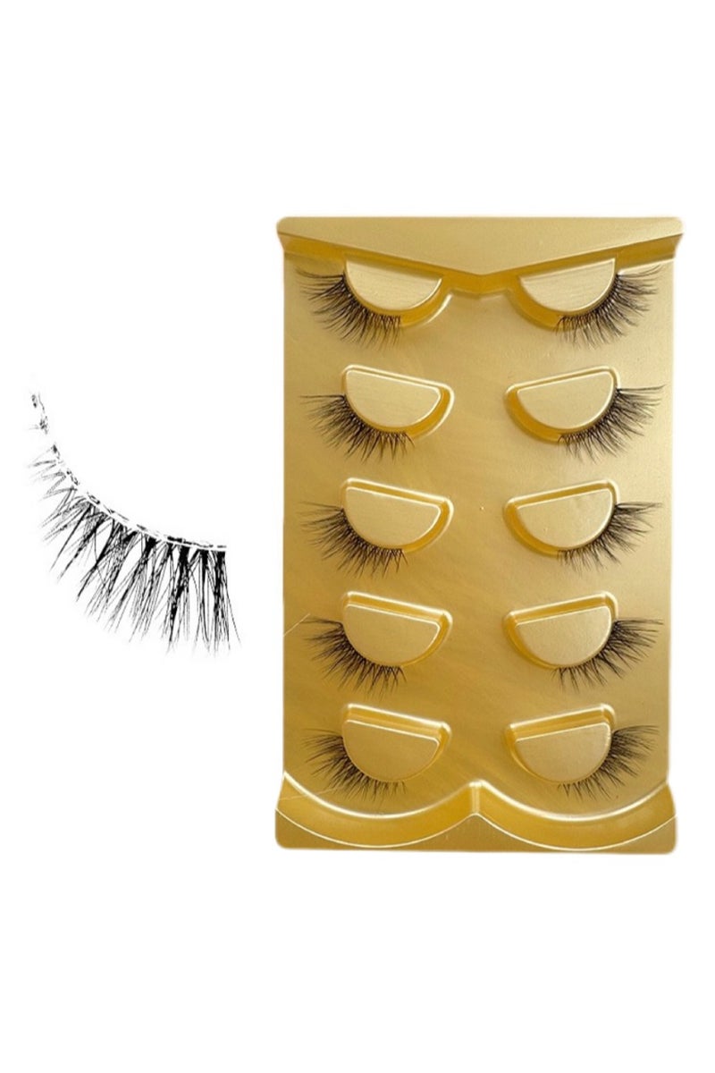 Natural Extended Half-Eye False Eyelashes with Transparent Band, 5 Pairs, Suitable for All Eye Shapes - Image 5