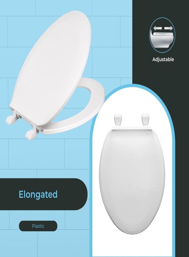 Centoco Elongated Toilet Seat, Standard Economy Model, Closed Front with Cover, Plastic, Made in the USA, DSAMAZ16-301, Crane White (Cotton/Bright) - Image 2