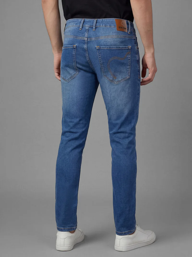 Being Human MID BLUE Men Slim Fit Mid-Rise Light Fade Jeans for Men | Best Price UAE