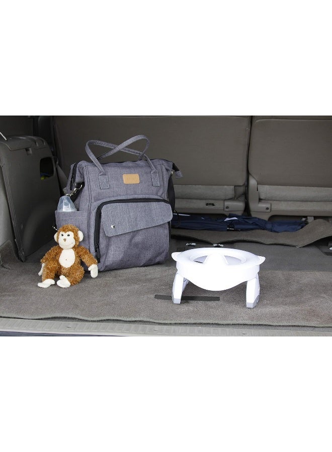 Kalencom Potette Plus Premium 2 in 1 Travel Potty and Toilet Seat Trainer Ring with Built in Pee Guard and Easy-Grip Handles - Image 5
