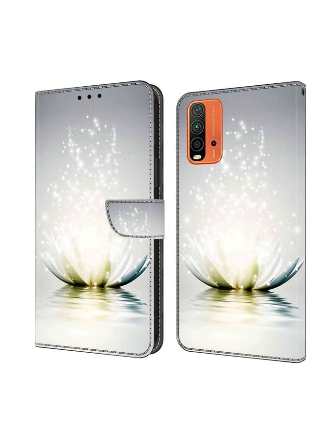 HuHa Case Cover For Xiaomi Redmi 9T Crystal 3D Shockproof Protective Leather Phone Case Light Lotus 