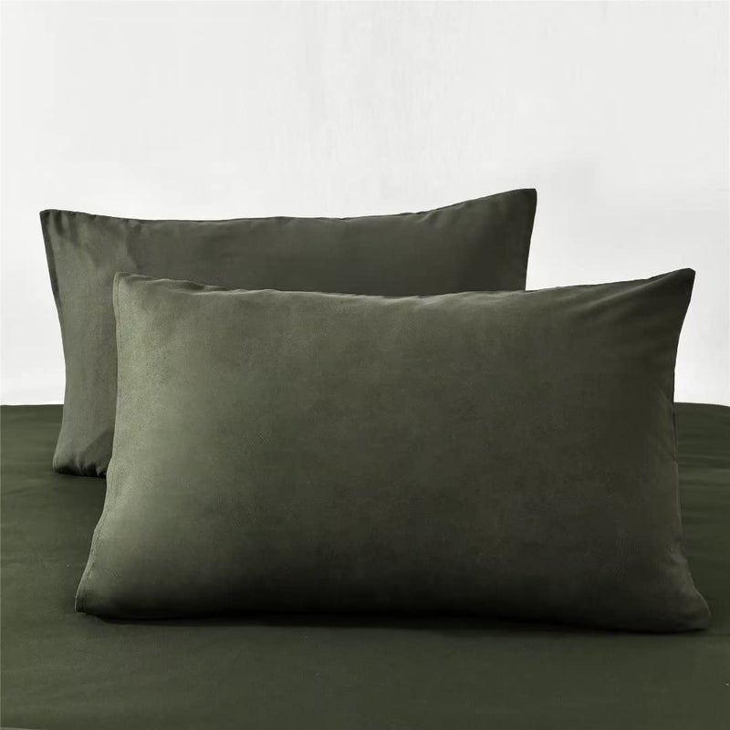 Ruccit Pillowcases 2 Pack Army Green Pillowcases Soft Brushed Microfiber Pillow Case Soft Green Pillow Cover with Envelope Closure50x75cm