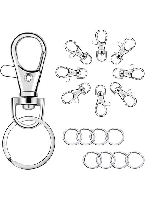 50 PCS Keychain Hooks with Key Rings, Keychain Clip Hooks With Rings for Lanyard Jewelry Making DIY Crafts(25 PCS Metal Lobster Claw Clasps + 25 PCS Split Key Rings)