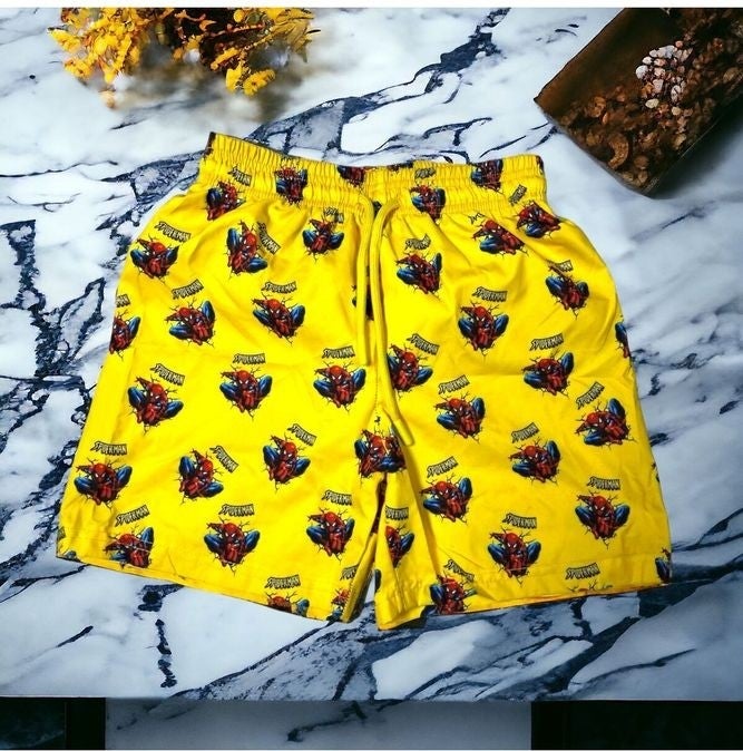 Sedir Kids Swim Shorts Spiderman Spiderman Printed Waist Tied Swimsuit Shorts - Image 1